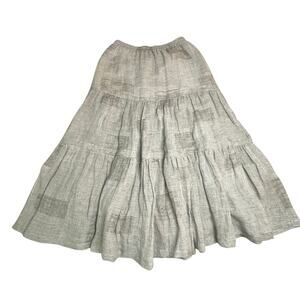 Eskandar 100% Linen Maxi Skirt Gray Size 1‎ Boho Prairie Lagenlook Peasant